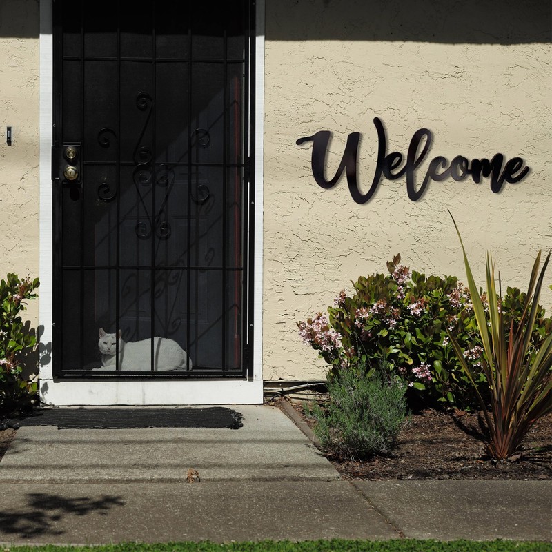 Welcome Sign for Front Door, Black Wooden Signs Welcome Wall