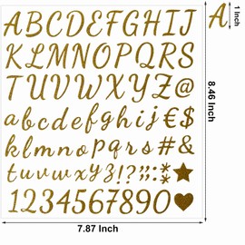 Waynoda Waynoda 790 Pieces 10 Sheets Self Adhesive Glitter Alphabet Letter Stickers for Classroom Decor, Grad Cap Decoration, DIY Crafts Art Making, Business,Address Number (Gold,1 Inch)