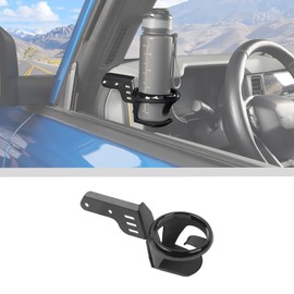 JWWY for Bronco Front Door Cup Holder Drink Holder on Driver's Left Side Beverage Rack for 2021-2025+ Ford Bronco Interior Accessories Alloy Black