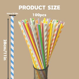 100 Pcs Candy Floss Sticks, 28cm Cotton Candy Paper Sticks, Candies Making Accessories, Colorful Candies Holder Paper Straws for Parties, Weddings, Birthday and DIY Candy Making