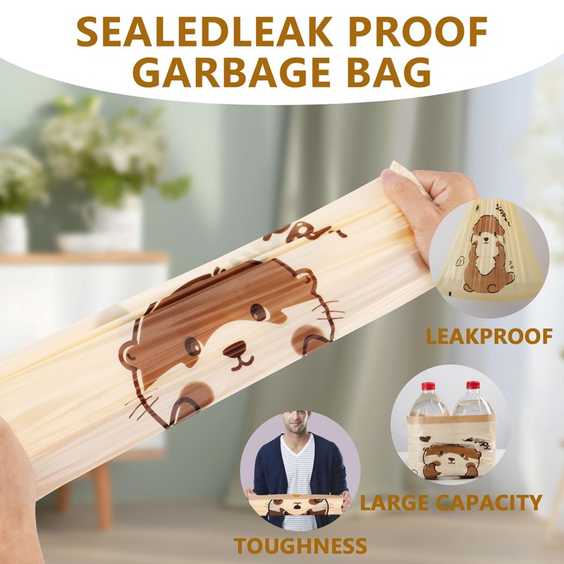 VOK 4 Gallon Trash Bags with Otters Printed, Drawstring Small
