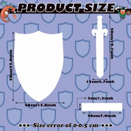 Motionchic 12 Sets DIY Shield Kit for Kids 15.8"x22.8" Cardboard Shields Paper Sword Craft Blank Shields for School Knight Crafts Play Castle Activities Dramatic Party Decorate with Paint Crayons