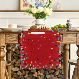 Artoid Mode Red Dots Happy Birthday Table Runner, Seasonal Kitchen Table Decoration, Indoor, Holiday, Party Decor, 40 x 140 cm