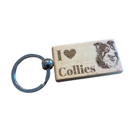 Ashton and Finch I Love Collies Keyring – Wooden Dog Key Ring – Ideal for Collie Lovers