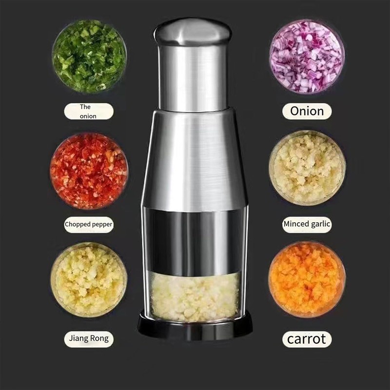 AIMALL Stainless Steel 304 Garlic Chopper with Pressed Garlic Masher