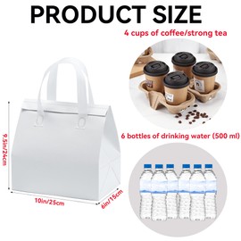 100 Pcs Insulated Take Away Bags, Disposable Lunch Bags For Food Takeaways, Coffee, Milk Tea, Seafood, Pizza, For Restaurants And Grocery Shops 9.5 x 6 x 10 In (white)