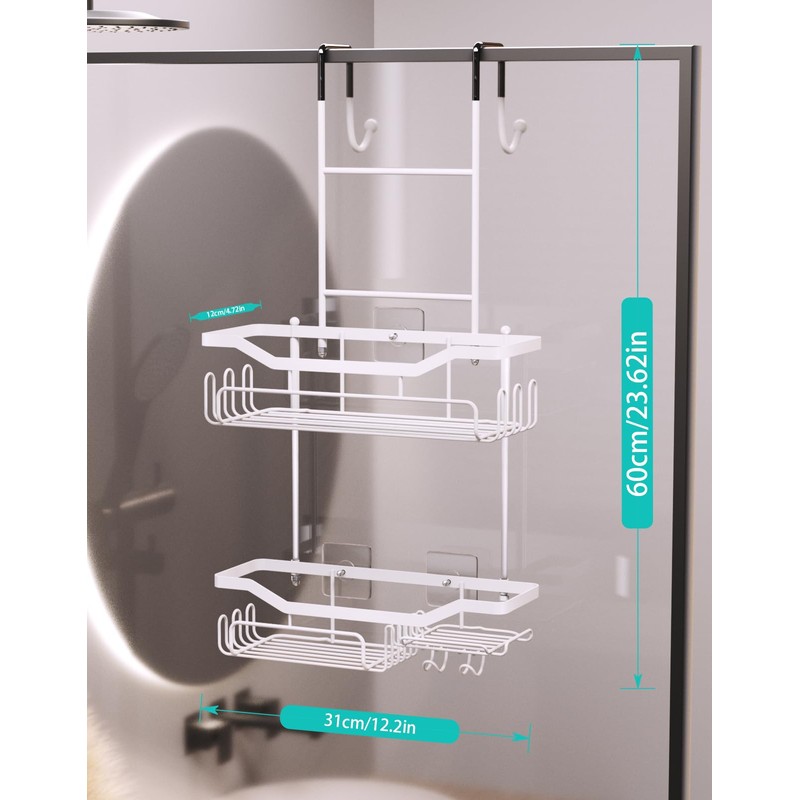 HapiRm Hanging Shower Caddy Over the Door with Soap Holder,