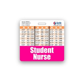 Student Nurse Badge Buddy Horizontal w/Height & Weight Conversion Charts (Standard, Pink)