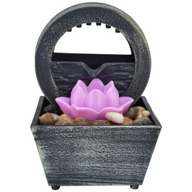 Fountain Ornament, LED Table Fountain Decor, LED Waterfall Fountain with Quiet Stones and Meditative Sound for Bedroom, Living Room, Home, Office