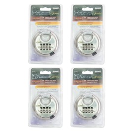 Defense2 Platinum Series Disc Lock, Durable Stainless Steel Combo Lock with Brushed Finish, High Security Cut Resistant Design, Advanced Technology, Hardened Shrouded Steel Shackle, 2.75 Inch, 4 Pack