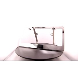 KA T304 Chrome Bentley Logo Black Letter Laser Etched Engraved License Plate Frame