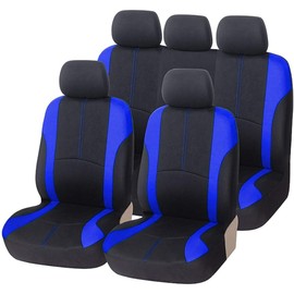 Dickno 9 PCS Juego completo de fundas de asiento de coche, lavables en dos tonos, protectores de asiento de banco dividido delantero y trasero,