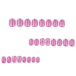 24Pcs French Press on Nails Short Square LINMEIZAI Fake Nails Press ons Nail Tips Glue on Nails Full Cover Acrylic Nail Kit False Nails Stickers Nail Art with Butterfly Design for Women Manicure