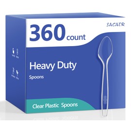 360 Count Clear Plastic Spoons Disposable, Premium Plastic Spoons Heavy Duty, BPA-Free, Heat Resistant, Suitable for Parties, Events and Everyday Use