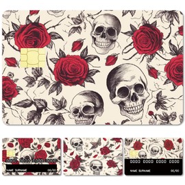 CREATCABIN 4Pcs Credit Card Skin Debit Card Sticker Skull Rose Personalizing Credit Card Decor Slim Waterproof Removable Bank Card Protecting Rfid Blocking Sticker for Credit Card Holders 3.3x2.1in