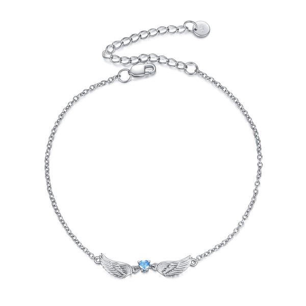 DAYLINLOVE Angel Wings Bracelet 925 Sterling Silver Angel Wings Blue
