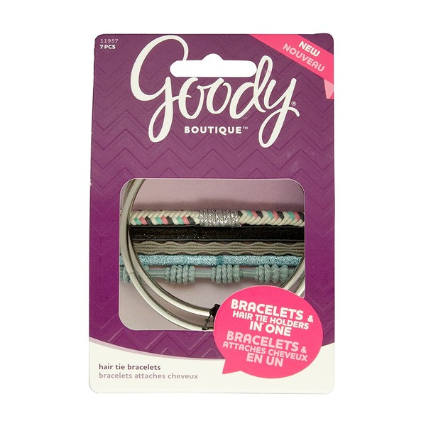 Goody Boutique Hair Tie Bracelets, Skinny/Silver