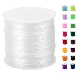 Bracelet String，1mm Elastic String Crystal Stretch Bead String Cord for Bracelet, Beading and Jewelry Making（Clear white/60m&197ft
