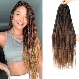 Crochet Box Braids Crochet Hair Prelooped 24 Inch 8 Packs T30/27 Ombre Goddess Box Braids Crochet Hair 3x Box Braided Synthetic Braiding Hair Crochet Braids Hair for Black Women Extensions
