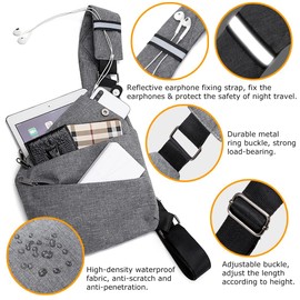 Ceeyoll Anti-theft travel bag, anti-theft bag for women, water resistant sling bag, anti-theft shoulder bag, right shoulder, lightweight chest crossbody bag for travel, hiking, jogging., gray