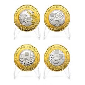 Genérico Set de 4 Distintas Medallas Conmemorativas Mexico 20 Pesos De La Copa Mundial 2026