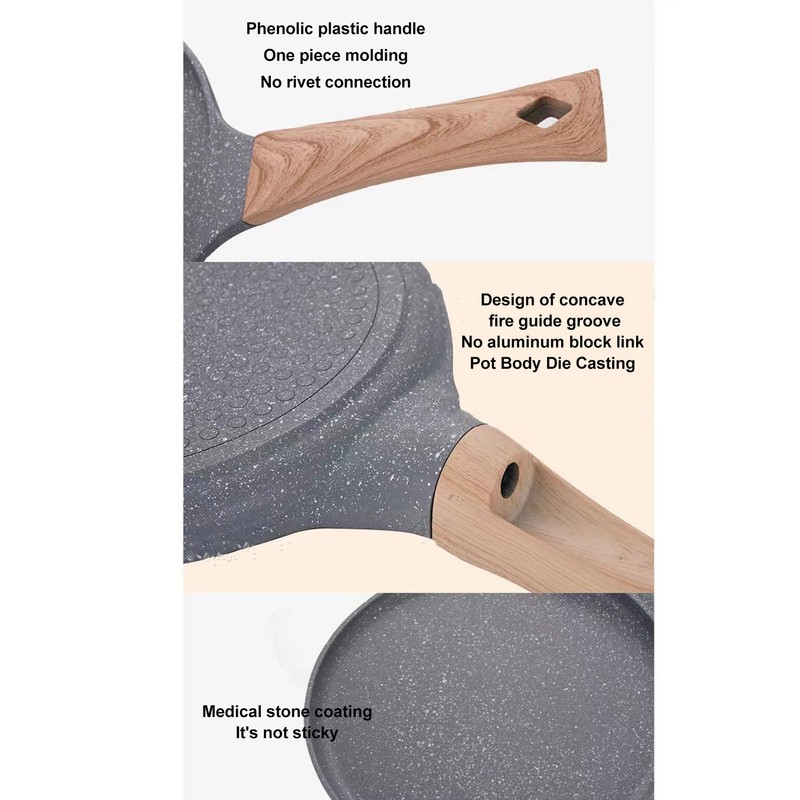 Frying Pan Prevents Stick Medical Stone Coating Aluminium Alloy Integrated