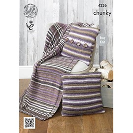 King Cole 4236 Knitting Pattern Blanket and Cushion Covers to Knit in Riot Chunky