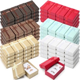Ecally 96 Pcs Small Cardboard Jewelry Gift Boxes 2 x 3.1 x 1.1 Inches Earring Boxes for Jewelry Gift Rings Earring Necklaces (Multicolor)