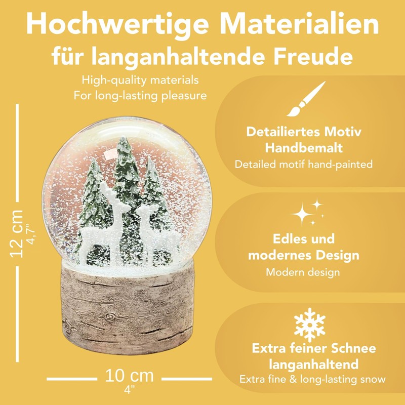 Christmas Snow Globe | Hut Magic Two Deer Christmas Tree