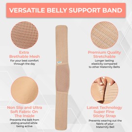 Maternity Belly Support Belt For Bump, Comfortable Pregnancy Support Belt For Pregnant Women, Lower Back Support Belt, Pregnancy Belly Band for Posture & Postpartum Recovery (Beige, XL(110-125cm))