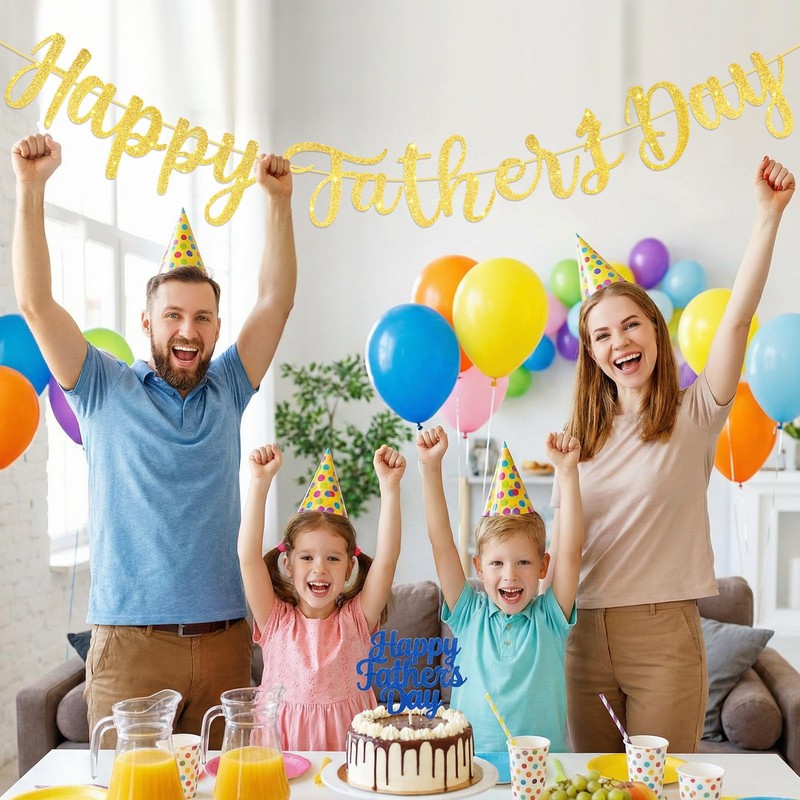 Glitter Happy Father’s Day Banner Sign Fathers Day Wall Door