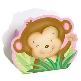 Unique Girl Monkey Baby Shower Paper Favor Boxes | 4.5" X 3.75" | 8 Pcs, One Size, Multi
