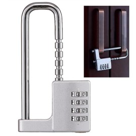 Cabinet Lock,Combination Padlock,U Shaped Padlock,Stainless Steel Gym Locker Lock Code Long Adjustable Shackle Lock for Outdoor, School, Gym, Sports lockers, Fences (Silver)