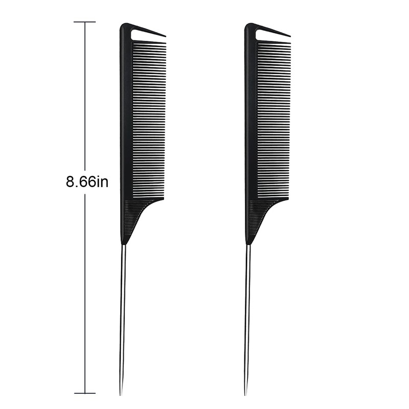 Hair Metal Carbon Parting Combs 3PCS, for Women and Girls,