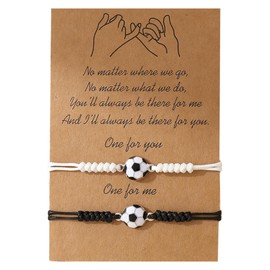 Nadiaen 2 PCS Football Bracelet,Football Bracelets for Boys,Best Friend Soccer Bracelet,Football Gifts for Boys,Soccer Adjustable Bracelets,for Boys Girls Teens Birthday, Black & White