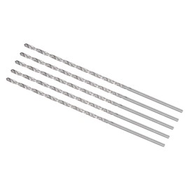 CoCud Mini Twist Drill Bit, 0.08 inch (2 mm) Drill Diameter, 3.9 inches (100 mm) Total Length, High Speed Steel Twist Drill Bit for Metal, Plastic, Woodwork, 5 Pieces