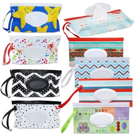 Paquete de 9 Dispensador de Toallitas Húmedas para Bebés, Soporte de Toallitas Recargable Portátil, Contenedor de Bolsa de Toallitas Ligera y Ecológica