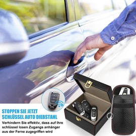 Keyless Go Faraday Box & Bags (2 Black) Radiation Protection Keyless Go Protection Box with 2 Pieces Signal Blocking Bag, 5-7 Car Keys, Shielding RFID Car Key Safe Case, 140*123*74mm