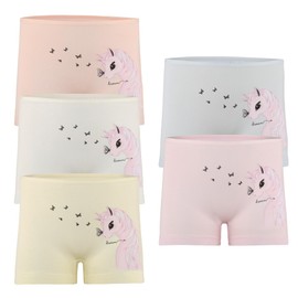 Donella Girls Boy Shorts Underwear - Kids Cotton Panties for Toddler Girls 5 Pack, Dreamy Unicorn, Age: 2-3