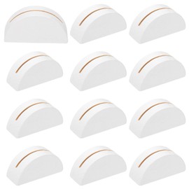 PATIKIL Table Number Holders, 12 Pcs Wooden Table Name Stands Semicircular Design Modern Card Holders for Wedding Reception Anniversary Party Events, White