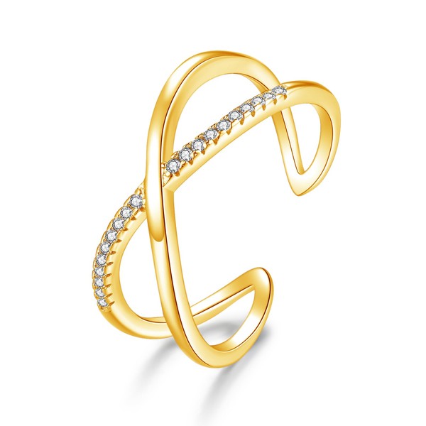 Bewenda Silver Rings for Women, Adjustable Open Ring with White