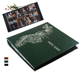 Totocan Photo Albums 4x6 Vintage Sliver Floral Leather Photo Book, Large Capacity Picture Album Holds Horizontal & Vertical Photos, Perfect for Family Wedding, Baby, Anniversary (Green, 600 Pockets)