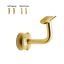 Top Hardware Stainless Steel 304 Glass Mount Handrail Bracket for 1-5/8"" OD Round Railing, 1 Piece (Satin Gold Finish, for Round Railing)