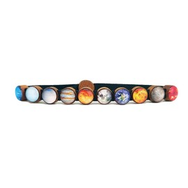 Bijulab Adjustable Solar System Bracelet Jewelry, Unisex Universe Black Woven Cord for Women and Men, 8 planets, 1 satellite, 1 star space unique gift for him and her