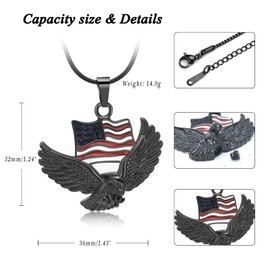 AIWENXI 2PCS American Flag Dog Tag Pendant and Bald Eagle Necklace for Men Women, Stainless Steel Jewelry Gift for Naturalization Ceremony/National Independence Day/Join the Army Party