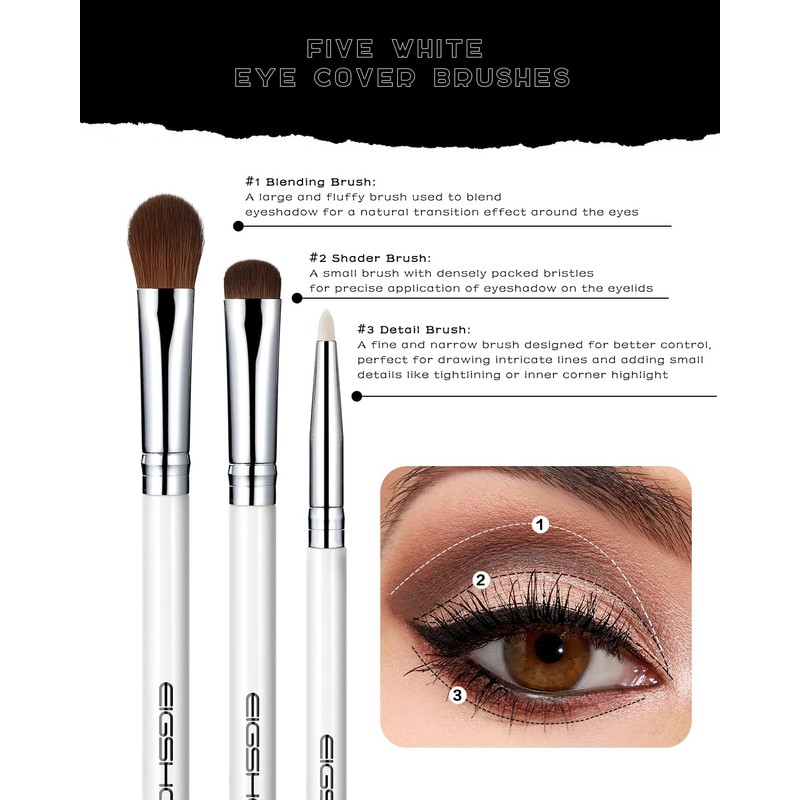 EIGSHOW 5 Pcs Eye Makeup Brush Set, Everyday Eye Essential