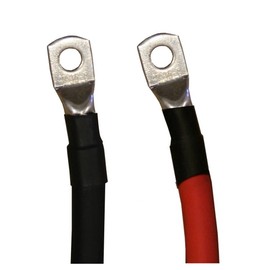 6 AWG Gauge Red + Black Pure Copper Battery Inverter Cables Solar, RV, Car, Boat 18 in 5/16 in Lugs