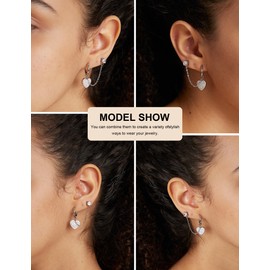 Delicate heart shaped dangling earrings for women, 316 stainless steel studs, cubic zirconia studs, jewellery gifts for women and girls