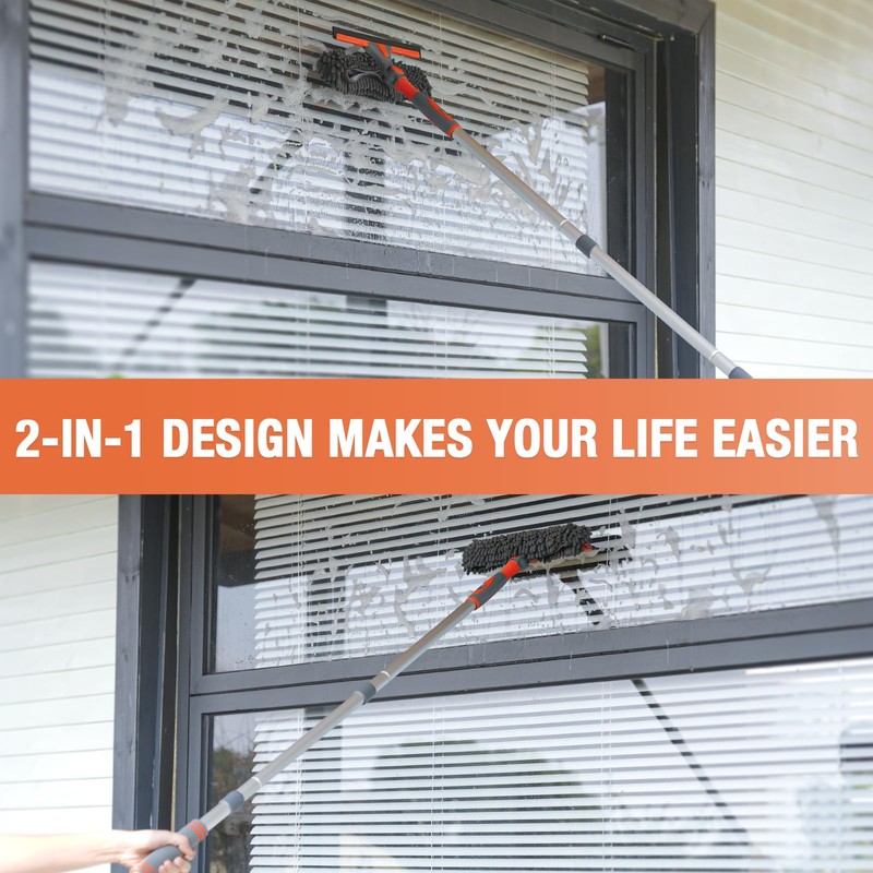 Eazer 89'' Squeegee Window Cleaner 2 in 1 Rotatable Window