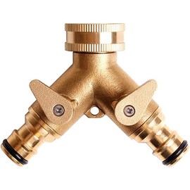 Unibos | Solid Brass Double Hose Connector for Outdoor Tap And Garden Hoses – Snap On Y Garden Tap Fitting | Dual Tap Connector
